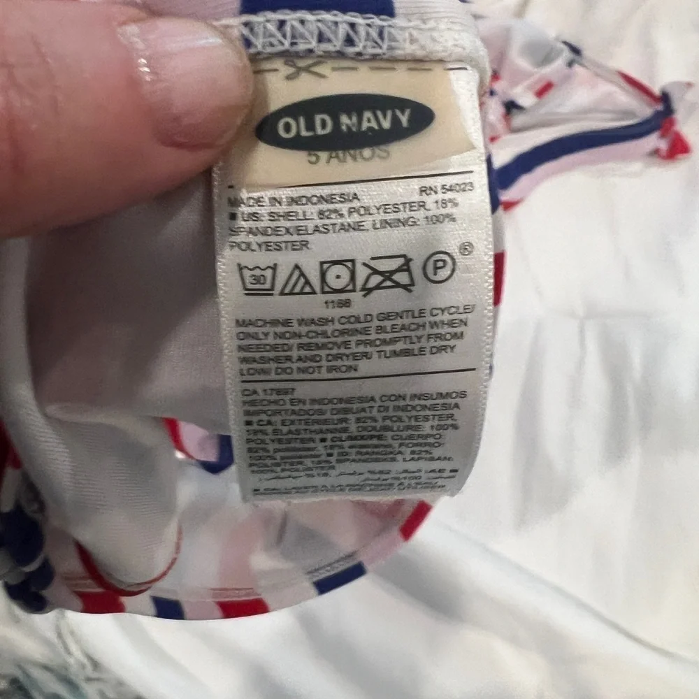 Kids Striped Swim Set - Red, Blue, and White -Size 5 -4th of july - Picture 3 of 3